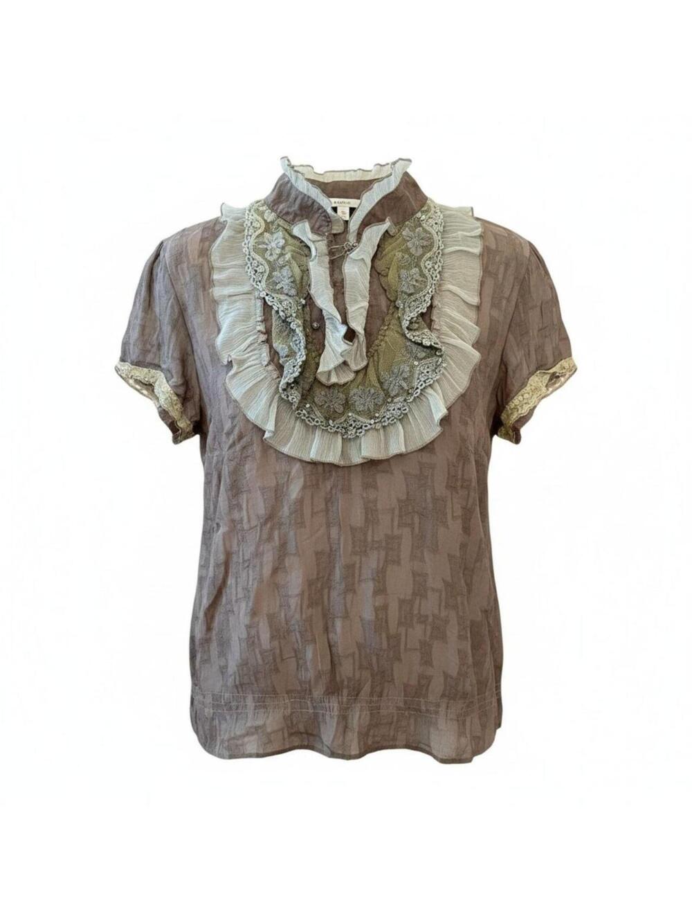smlx brown ruffle shirt